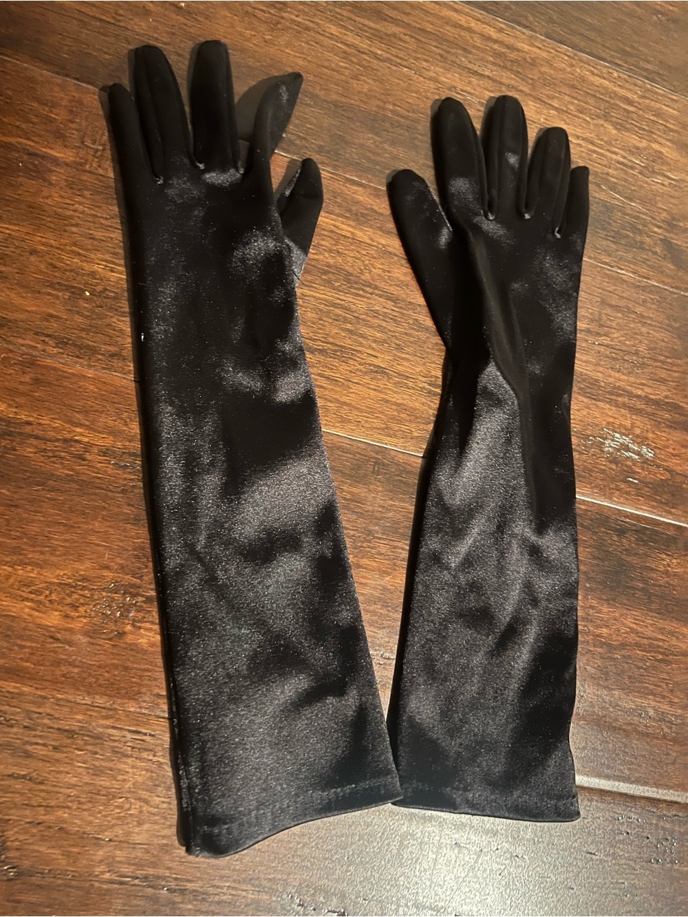 Long Black Satin Evening Gloves for Womene